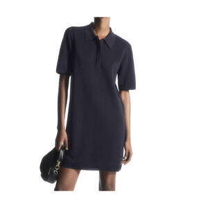 COS navy blue knit polo short sleeve mini dress size small